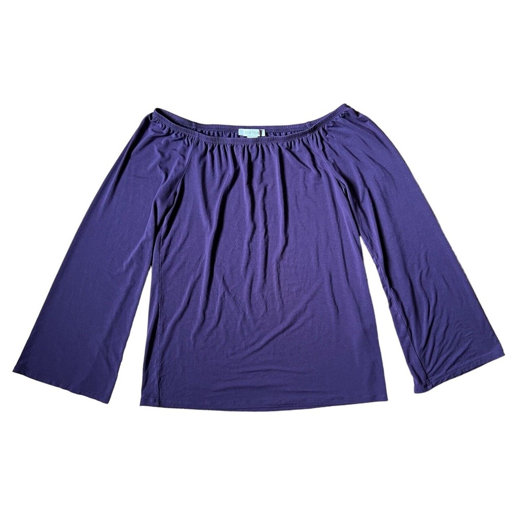 White House Black Market Women's Purple Off Shoulder Blouse Top Shirt Sz S